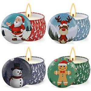 Yinuo Candle Set di 4 candele profumate di Natale per donne, candele di cera di soia, stress sollievo, durata 30 ore, regalo da donna per Natale, lavanda