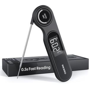 Inkbird Termometro Istantaneo per Carne,Impermeabile IP65,Lettura Ultra-Rapida in 0.5 Secondi,Rilevazione Super Precisa,INKBIRD Termometro Alimentare Compatto per Cucina,BBQ,Pasticceria,Frittura,Produzione