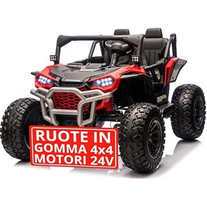 Mondial Toys Macchina Elettrica 4x4 Motori 24V Maxi Buggy Honda Talon Fuoristrada 2 Posti per Bambini Ruote in Gomma Cinture a 3 Punti Telecomando Bluetooth fino a 60kg Rosso
