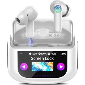 QXUFV AI Cuffie Traduzione 4-in-1 Auricolari Cuffiette Traduttore Istantaneo Vocale in 164 Lingue Cancellazione Rumore ANC/ENC 7 Modalità Traduzione Schermo Tattile LED Musica/Chiamate/Traduttore