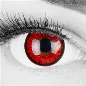 Meralens Lenti a Contatto Colorate Lupo Rossa rosse Red Flower Lenses - con porta lenti a contatto - ideali per Manga Anime Halloween Demone Vampiro - Durata 1 Anno - 1 Coppia senza correzione