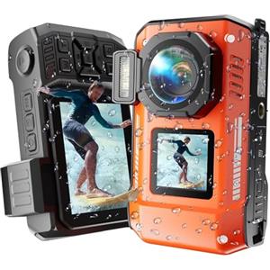 MaxMango D50 33FT Macchina Fotografica Subacquea Impermeabile, 8K 70MP Fotocamera Digitale con 16 GB di Scheda, Doppio Schermo 2.8'' per Selfie, 18x Zoom, Resistente a Polvere e Urti per Snorkeling