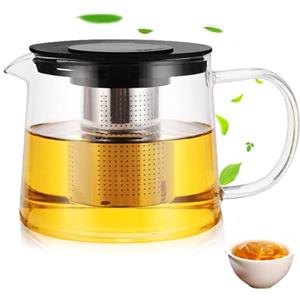 ATODAKA Caraffa in vetro da 1,5 l, con setaccio, teiera in vetro, teiera in vetro borosilicato, protezione da surriscaldamento per tè nero, tè verde, tè alla frutta profumato