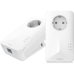 Strong Powerline (V2) 1000 - Kit di 2 adattatori CPL da 1000 Mbit/s per espandere la rete, streaming video HD, risparmio energetico, compatibile con HomePlug AV, bianco