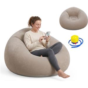 RANJIMA Pouf gonfiabile, in PVC, per adulti, per soggiorno, camera da letto, campeggio, vacanze, piscina, spiaggia, per interni ed esterni