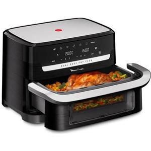 Moulinex Dual Easy Fry Flex Friggitrice ad Aria 9L con Divisore Rimovibile, FlexCook Technology, 2700W, 7 Programmi per 8 Persone
