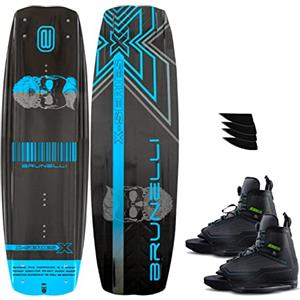 BRUNELLI Set di wakeboard in carbonio, 145 cm, blu con rilegatura per wakeboard Maze