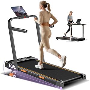 CURSOR FITNESS CURSOR Tapis Roulant con Inclinazione 16%, Tapis Roulant Salvaspazio Elettrico 1-10KM/H, Walking Pad con Motore Silenzioso da 3.0 HP e Tripla Ammortizzazione