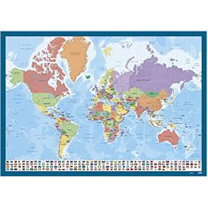 Grupo Erik: Sottomano Mappamondo in francese, Tappetino da scrivania rigido, 49,5 x 34,5 cm, Sottomano scrivania grande, sottomano scrivania bambini, tappetino interattivo o tovaglietta colazione