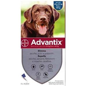 Advantix Spot On Per Cani Da 25 A 40 Kg Soluzione 4 Pipette Da 4,0 Ml