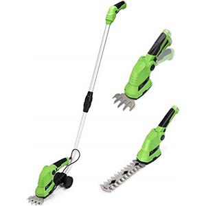 Bakaji Forbici Cesoie Sfoltirami Elettrico a Batteria con Manico Telescopico Allungabile Tagliaerba Decespugliatore Tagliasiepi 2 Lame Intercambiabili 9cm 17cm in Acciaio