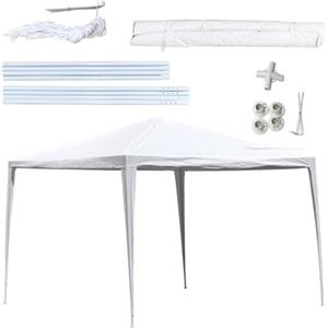 Kinzo Gazebo 3x3 Metri, Gazebo Esterno Resistente, Tendone per Feste Impermeabile, Capannone per Giardino Completo di Picchetti e Corde, Altezza 2.5 M, Bianco