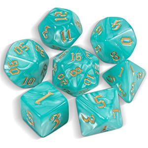 QMAY DND Dice Polyhedral Dice Set - 7 pezzi per Dungeon and Dragons MTG RPG D&D D20, D12, D10, D%, D8, D6, D4 (ciano)