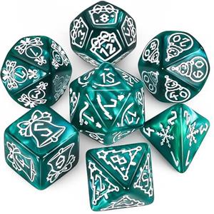 QMAY DND Dice Polyhedral Dice Set - 7 pezzi per Dungeon and Dragons MTG RPG D&D D20, D12, D10, D%, D8, D6, D4 (Natale verde)