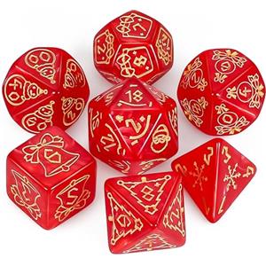 QMAY DND Dice Polyhedral Dice Set - 7 pezzi per Dungeon and Dragons MTG RPG D&D D20, D12, D10, D%, D8, D6, D4 (Natale rosso)