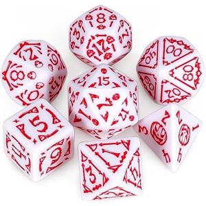 QMAY Set di Dadi Poliedrici per Dungeon and Dragons MTG RPG D&D - 7 Pezzi D20, D12, D10, D%, D8, D6, D4 (Bianco Halloween)