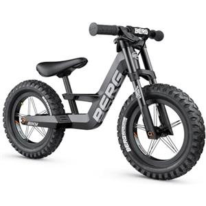 BERG Biky Cross Nero | Bicicletta senza pedali per bambini dai 2 anni | Ruote 12 pollici | Con freno a mano | Design sicuro e leggero | Regolabile per la crescita