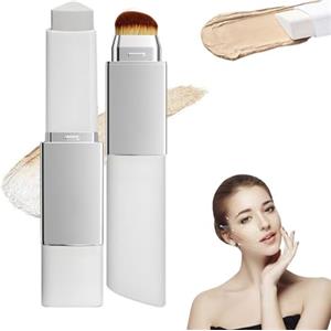 Flossty Clarea Fondotinta Stick Coreano Cambia Colore con Pennello, Crema Bianca con Pennello, Fondotinta Stick 2 in 1, Coprenza Naturale, Effetto Uniforme e Luminoso a Lunga Tenuta (Colore naturale)