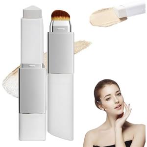 Flossty Clarea Fondotinta Stick Coreano Cambia Colore con Pennello, Crema Bianca con Pennello, Fondotinta Stick 2 in 1, Coprenza Naturale, Effetto Uniforme e Luminoso a Lunga Tenuta (Bianco avorio)