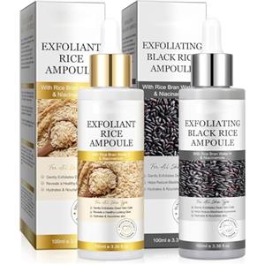 Furnrubden Peel Shot Glow Rice Ampoule Duo - Riso bianco e nero, esfoliante delicato, scrub viso e corpo per rimuovere i punti neri, per tutti i tipi di pelle
