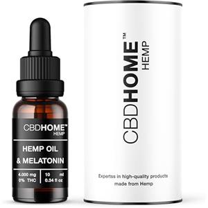 CBD HOME Olio di Semi di Canapa 40% + Melatonina - 10 ml - Base di Cocco e Semi di Canapa Biologici - Spremuto a Freddo - Senza Additivi - 100% Vegetale - Certificato Biologico UE