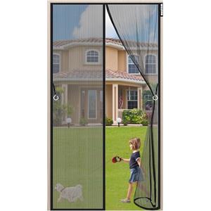 WEIZON Zanzariera Magnetica Porta Finestra 90 x 240 cm Tenda porta magnetica per zanzariera con telaio completo in Nastro Magico e calamite Chiusura automatica per porte Windows - Nero