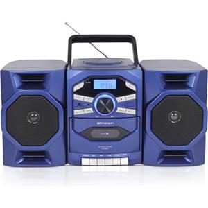 Emerson - Lettore CD portatile con lettore di cassette, registratore a nastro, radio Am/FM, ingresso AUX MP3, altoparlanti staccabili, AC/DC e funziona a batteria, impianto stereo per la casa,