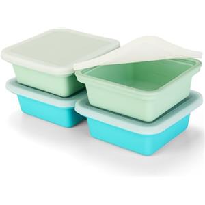 Romon Cubetti Ghiaccio Silicone Set Di 4 Con Coperchio, 500ML, Senza BPA, Con Gradazioni, Blu E Verde, Per Zuppe, Alimenti E Ghiaccio