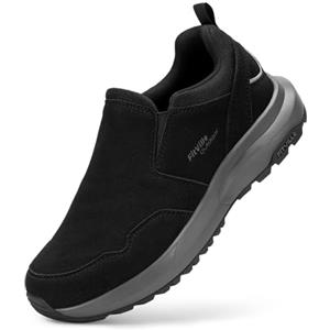 FitVille Scarpe Uomo Senza Lacci Pianta Larga Loafer e Mocassini Scarpe da Camminata Escursionismo Trekking Antiscivolo Casual Slip-on Sneakers Nero 41 EU Larga