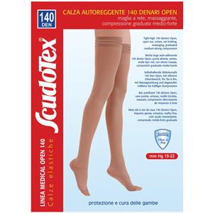 Luropas Calze Autoreggenti 140 Punta Aperta ScudoTex Daino Taglia 2 - Compressione Graduata