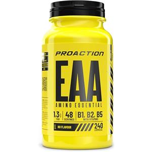 ProAction Aminoacidi Essenziali | EAA Aminoacidi Essenziali in Compresse | Recupero Muscolare, Crescita & Energia | Con BCAA e Vitamine B1, B2, B5 | Senza Zuccheri, Glutine e Lattosio | 240 Compresse