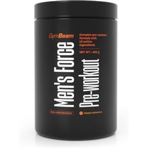 GymBeam Men's Force Pre-Workout - Con Creatina Monoidrato, L-Arginina, Sinefrina e 13 Ingredienti Funzionali - Energia, Resistenza e Focus - Con Maca e Tribulus - Vegan (420 g, Mango - Maracuja)