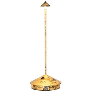 Zafferano Pina Pro - Lampada da Tavolo Ricaricabile e Senza Fili con Controllo Touch, Dimmer e Temperatura Colore Regolabile (2200-3000 K), Altezza 29 cm, Colore Nero - Foglia Oro Craquelé