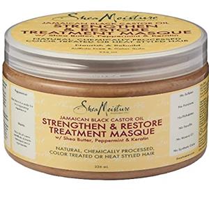 Shea Moisture SheaMoisture Maschera Strengthen & Restore, Per Capelli Trattati e Sfibrati, Capelli Rinforzati e Riparati, Idratazione Intensa, Con Olio di Ricino Nero Giamaicano e Burro di Karité, 1x 355ml
