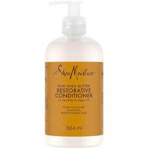 Shea Moisture SheaMoisture Balsamo Restorative Conditioner con Burro di Karité Puro - Balsamo idratante per capelli ricci e corposi con olio di argan e alghe marine, senza solfati - 1 x 384 ml