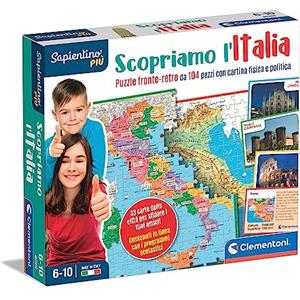 Clementoni - 16594 - Sapientino più - Scopriamo L'Italia Smart - Puzzle Cartina Fisica E Politica Italia, Gioco Educativo E di Geografia per Bambini dai 6 Anni (Gioco in Italiano), Made in Italy