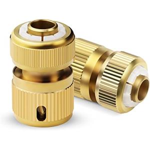Mdlufee Connettori per tubo da giardino in ottone da 1/2", connettore rapido per lavaggio auto e collegamento tubo flessibile (2 pezzi)