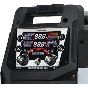 Decapower Decappower multifunzione 6 in 1 200A stazione di saldatura filo animato MIG MAG Pulse, MMA HF TIG taglio plasma 6 in 1 con gas senza gas macchina per taglio e saldatura (PMCT 205 PACK 3)