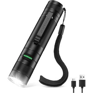 DARKBEAM Torcia LED Professionale Ricaricabile USB, Mini Torce Piccola e Potente, Luce Super Luminoso Portatile Impermeabile Tascabile per Campeggio, Trekking, Emergenza, Lungo Raggio con Batterie