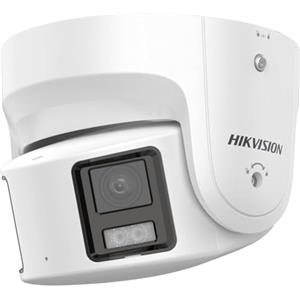 HIKVISION Telecamera IP a torretta ColorVu 8 MP con obiettivo fisso da 4 mm, panoramica, doppia lente, colore notte, microfono e altoparlante