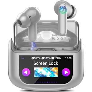 QXUFV AI Cuffie Traduzione 4-in-1 Auricolari Cuffiette Traduttore Istantaneo Vocale in 164 Lingue Cancellazione Rumore ANC/ENC 7 Modalità Traduzione Schermo Tattile LED Musica/Chiamate/Traduttore