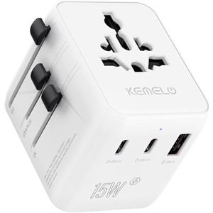 KEMELO 5 in 1 Adattatore Universale da Viaggio,Presa Universale da Viaggio con 1 USB A,2 USB C,1 Universale Presa,1 US/JP Presa,Adattatore Spina Internazionale per Italia UK US Australia Tailandia Messico