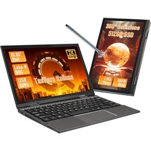 LONGEVINCE Mini tablet laptop 2-in-1 da 10,95 con touchscreen,rotazione a 360°PC portatile,Celeron N95, 1920x1200,12GB DDR5, layout tastiera italiana,BT5.0 Win11pro,notebook(Grigio, 12+512G SSD)