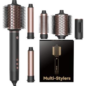 OKWRAP Spazzola Ad Aria Calda 5 in 1 Hair Styler Set, 110000 RPM Styler Capelli, 1300W Include Funzioni Quali Asciugacapelli Arricciacapelli e Spazzola Asciugacapelli, Per Creare Acconciature Diverse