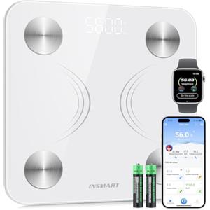INSMART Bilancia Pesapersone Digitale Impedenziometrica Professionale: Pesa Persone Elettronica Precisa con Bioimpedenziometro,Misura Massa Magra e Grassa,Funzione e Tecnologia Smart per il Benessere