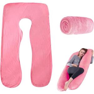 LNGJIN Federa a formadiU, 140 cm x 80 cm, Federa per cuscino per gravidanza, Federa per cuscino gravidanza, lavabile in lavatrice federa a formadiU, Cuscino per gravidanza a formadiU (Rosa)