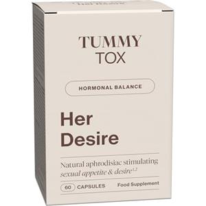 Tummy Tox Her Desire - un integratore libido femminile naturale con Liboost, Maca, Ashwagandha, Ginseng, Zinco, Biotina, Vitamina D, Vitamina B6 e vitamina B12, Tummy Tox