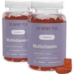 Tummy Tox Caramelle Gommose con 500 mg di Aceto Di Mele, Te Verde, Selenio, Vitamina B6, Vitamina B12 e Acido Folico. Vegane, Senza Zucchero, Scorta per 30 Giorni, Boom Body Gummies, Tummy Tox