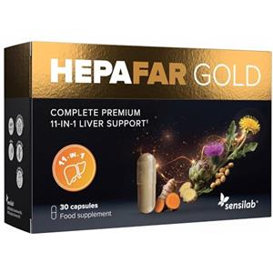 Sensilab Hepafar Gold Premium con Glutatione, Curcuma, Cardo Mariano, Colina, Carciofo e Zenzero - Integratore per il fegato, 30 capsule, di Sensilab