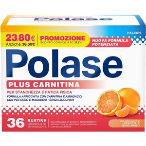 HALEON POLASE PLUS CARNITINA - Integratore Effervescente con Magnesio e Potassio, 36 Bustine da 6,8 g